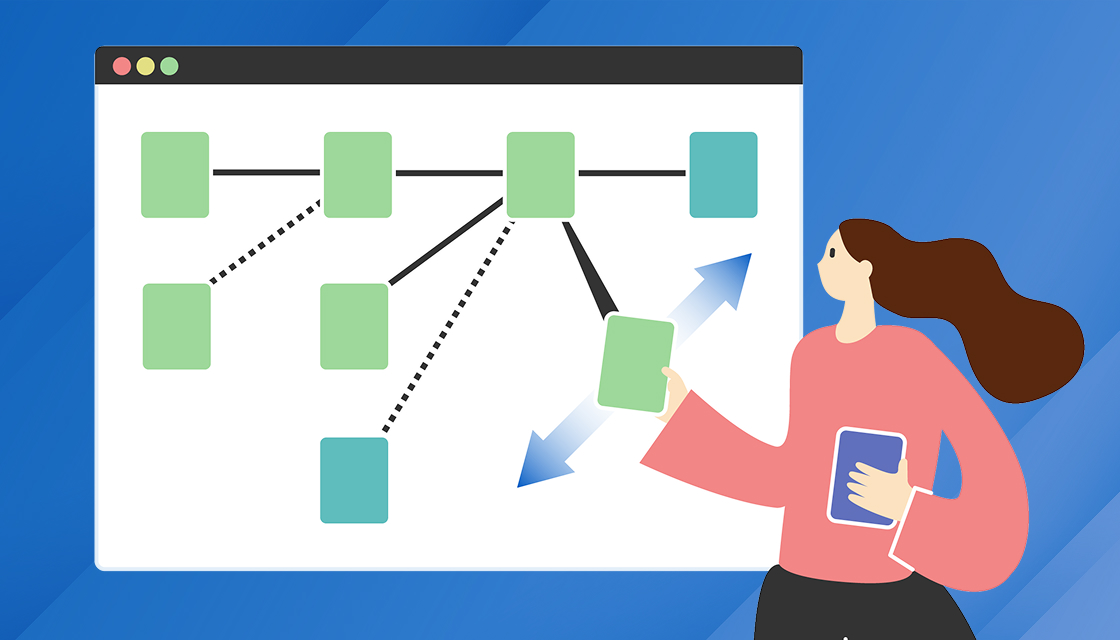 1人の女性が画面を操作しているイラスト